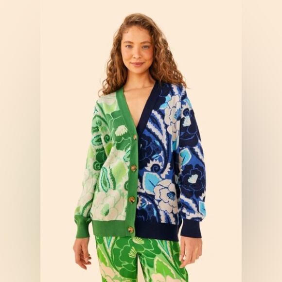 Farm Rio Tropical Groove Mixed Cardigan - Picture 1 of 7